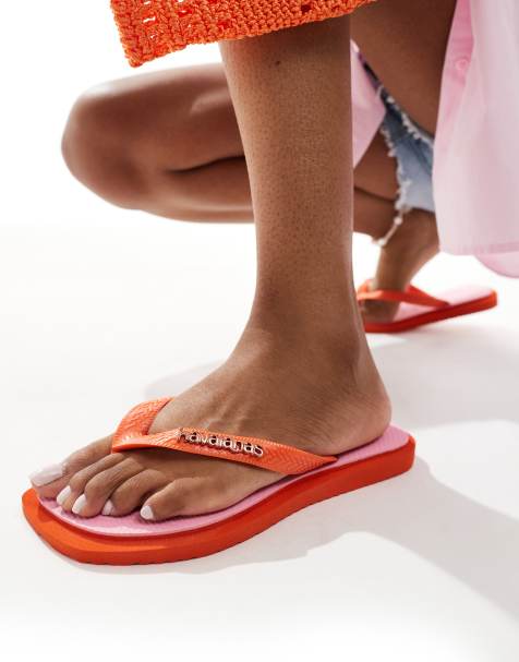 Havaianas - Infradito a punta quadrata color rosa e arancione - view 1