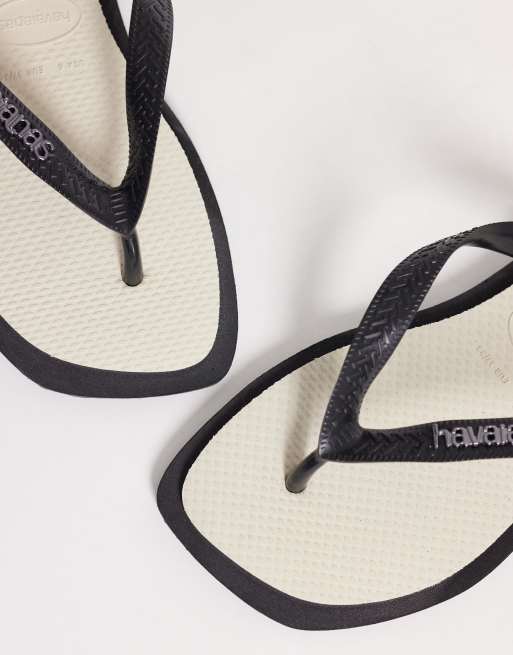 Havaianas - Infradito a punta quadrata nere e bianche, 2 di 4