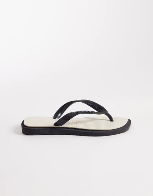 Havaianas - Infradito a punta quadrata nere e bianche, 3 di 4