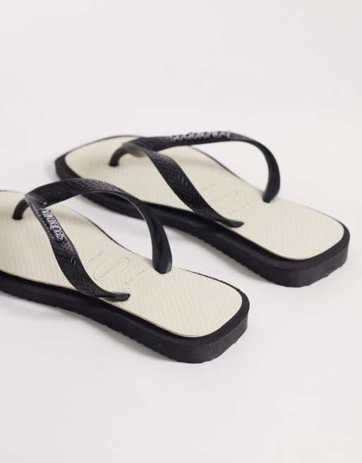 Havaianas - Infradito a punta quadrata nere e bianche, 4 di 4