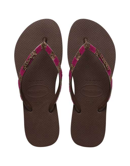 Havaianas - Infradito slim marrone scuro decorate, 4 di 4