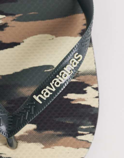 Havaianas - Klipklappere med grøn strop og camouflage-print, 2 af 4