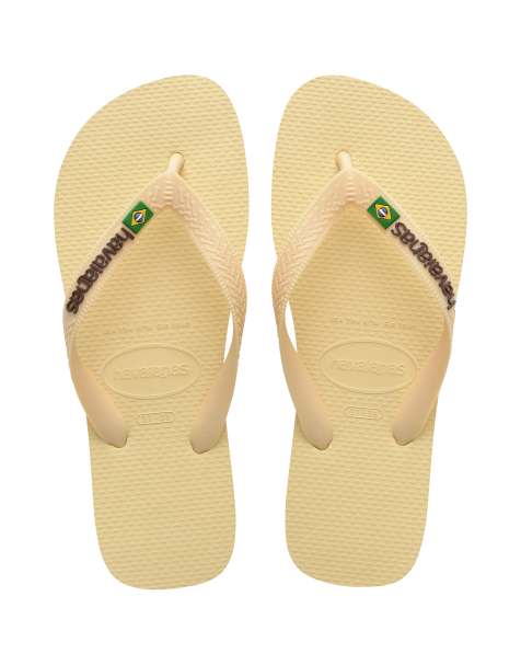 Havaianas – Kremowe klapki z logo i flagą Brazylii - view 1