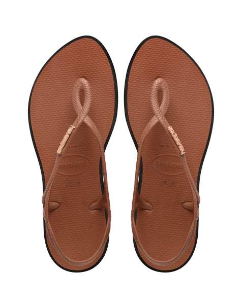 Havaianas luna point flip flops in rust/black - view 1