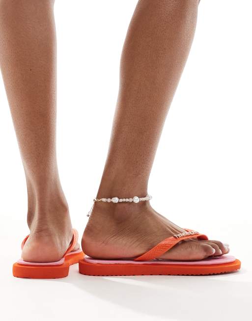 Havaianas - Lyserøde og orange klipklappere med firkantet snude, 3 af 4