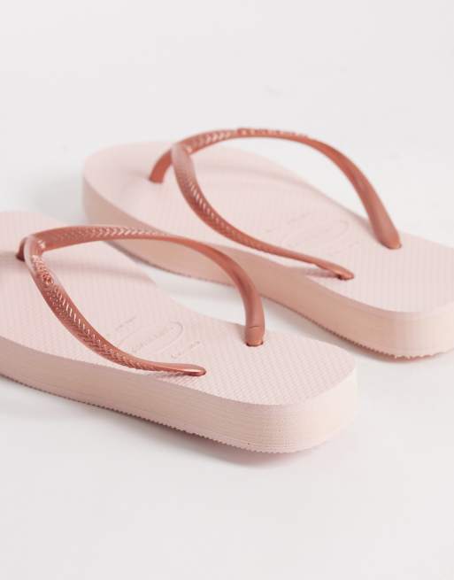Havaianas - Lyserøde smalle flatform-klipklappere med glimmer, 4 af 4