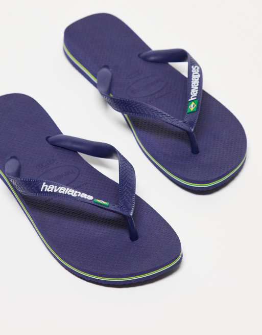 Havaianas - Marineblå klipklappere med Brasilien-logo