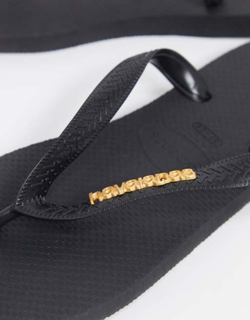 Havaianas Brasil logo flip flops in black, ASOS