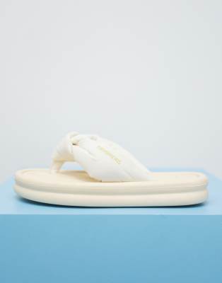  overpuff boho flip flops in buttercream