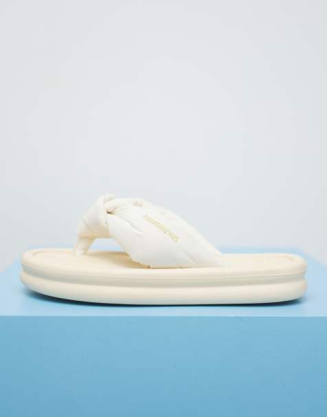 Havaianas overpuff boho flip flops in buttercream - view 1