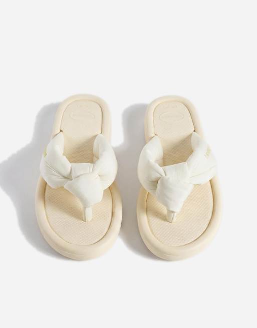 Havaianas overpuff boho flip flops in buttercream, 6 of 8
