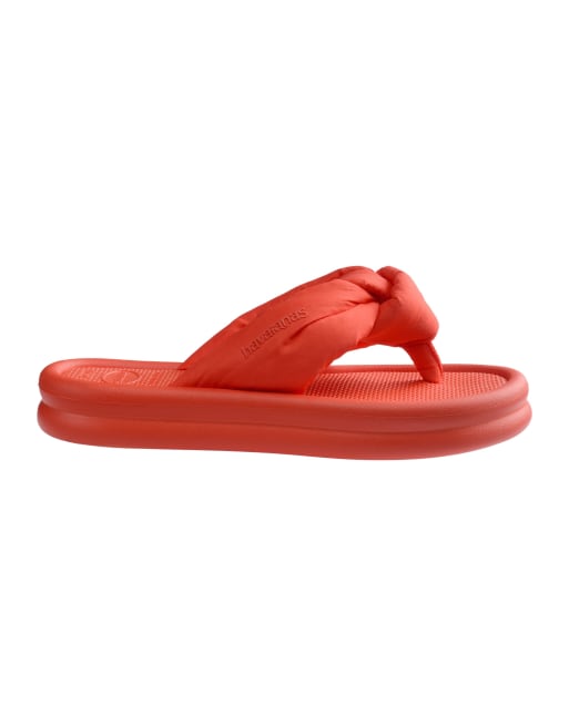 Havaianas overpuff boho flip flops in red, 2 of 4