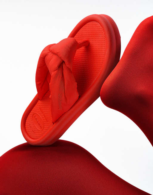 Havaianas overpuff boho flip flops in red, 4 of 4