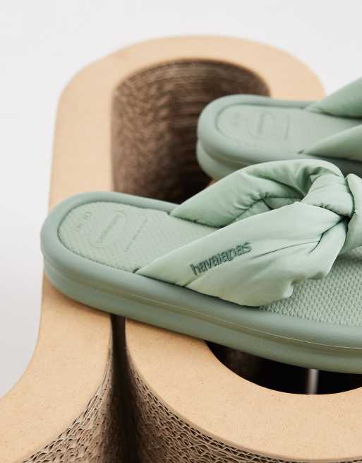 Havaianas overpuff boho flip flops in sage green , 2 of 4