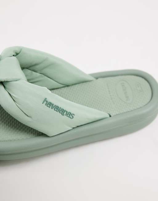 Havaianas overpuff boho flip flops in sage green , 4 of 4