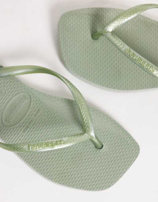 Havaianas – Rökgröna, smala flip flops med fyrkantig tå, 2 av 4