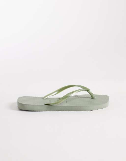 Havaianas – Rökgröna, smala flip flops med fyrkantig tå, 3 av 4