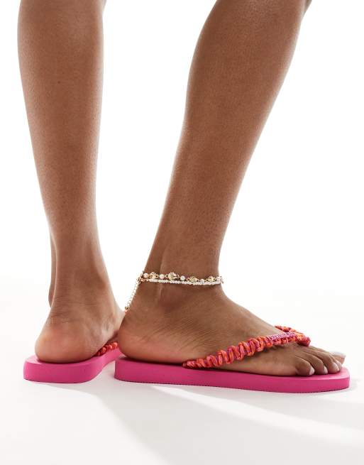 Havaianas – Rosa flip flops med fyrkantig tå i bohostil, 4 av 4