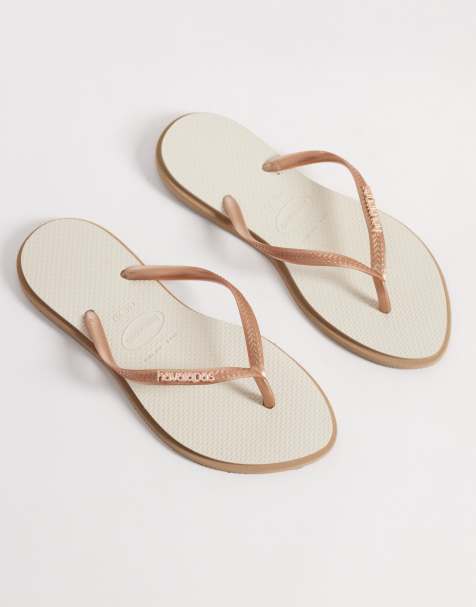 Havaianas - Rosaguldfarevde klipklappere med smalle stropper og spids tå - view 1