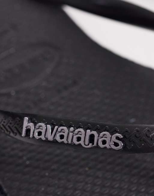 Havaianas – Schmal zulaufende Zehenstegsandalen in Schwarz mit Glitzer, 2 von 4