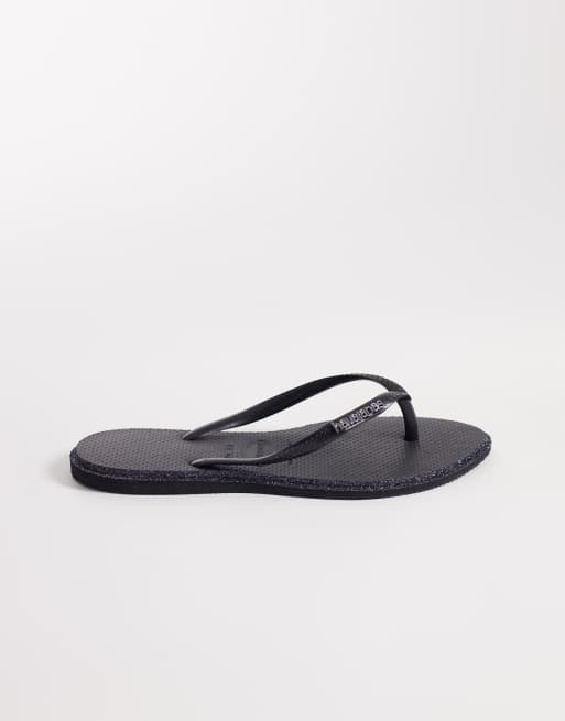 Havaianas – Schmal zulaufende Zehenstegsandalen in Schwarz mit Glitzer, 3 von 4