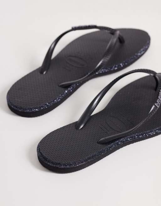 Havaianas – Schmal zulaufende Zehenstegsandalen in Schwarz mit Glitzer, 4 von 4