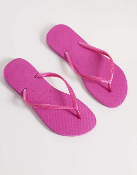 Havaianas – Schmale Zehenstegsandalen in Metallic-Rosa - view 1