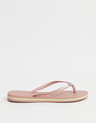 slim brazil flip flops in rose-Pink