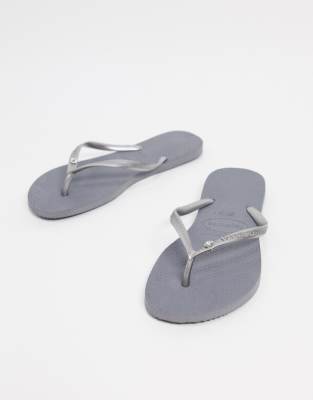 havaianas slim crystal silver