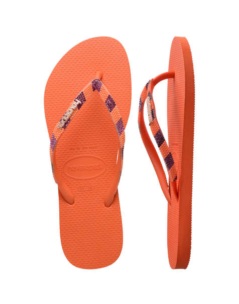 Havaianas slim embellished flip flops in orange - view 1