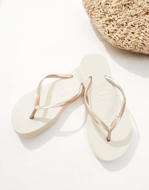 Havaianas slim flatform flip flops in beige