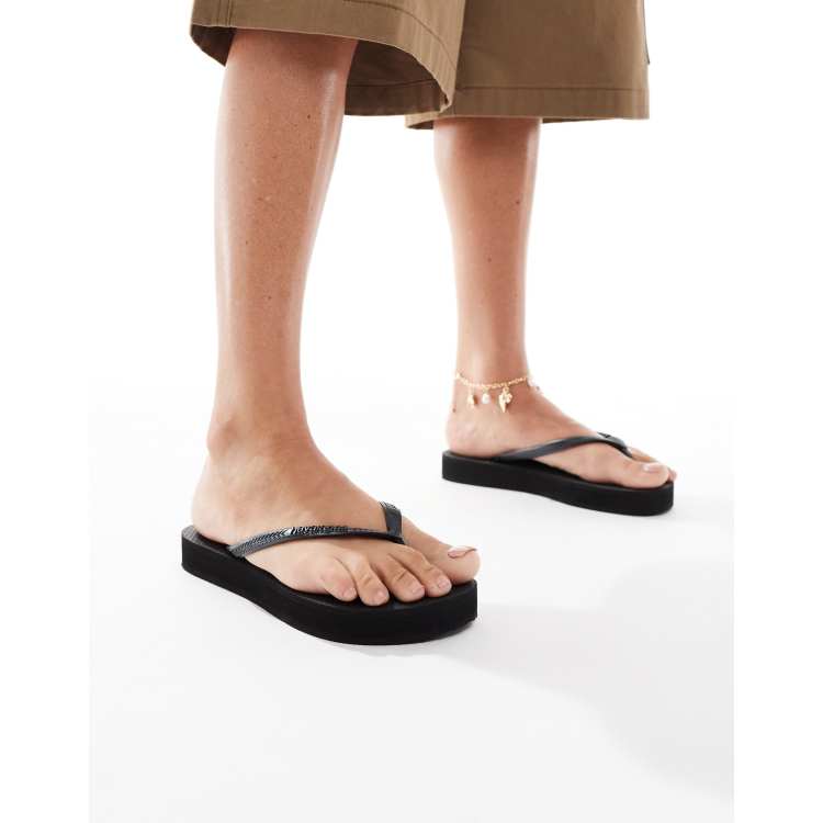 Havaianas slim flatform flip flops in black | ASOS