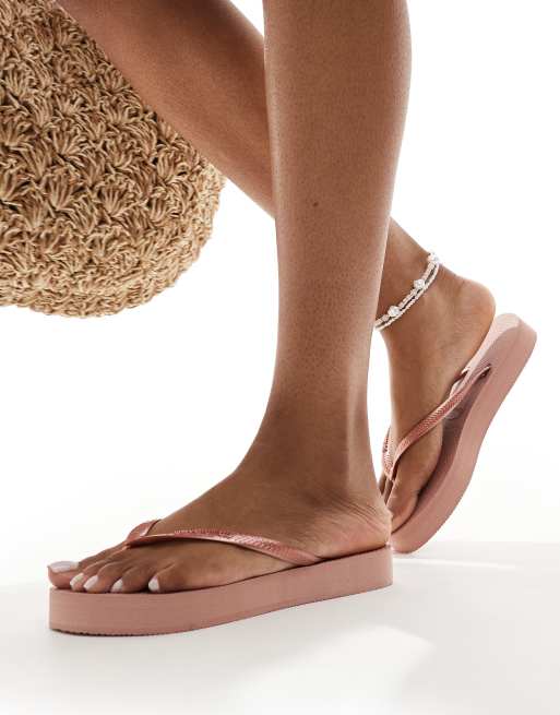 Havaianas slim flatform flip flops in crocus rose