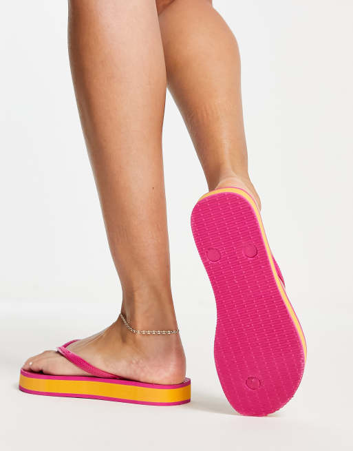 Havaianas slim flatform flip flops in pink electric ASOS