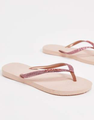 havaianas pink glitter flip flops