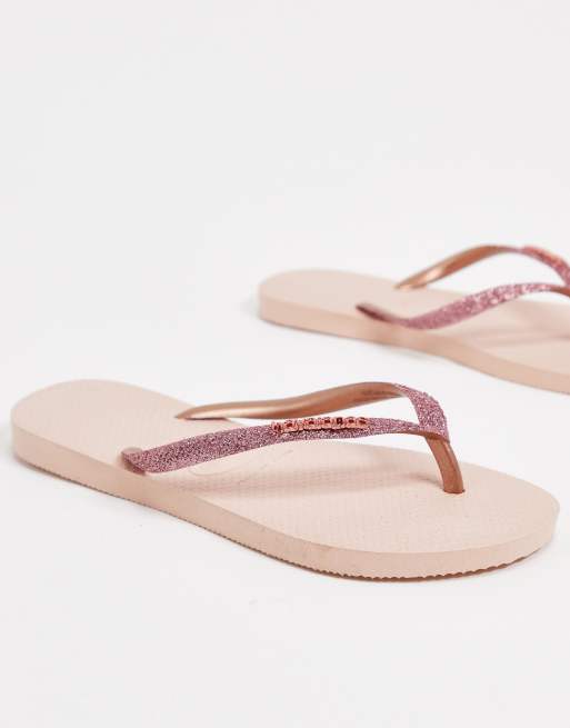 Havaianas Slim Flip Flop In Pink Glitter Asos