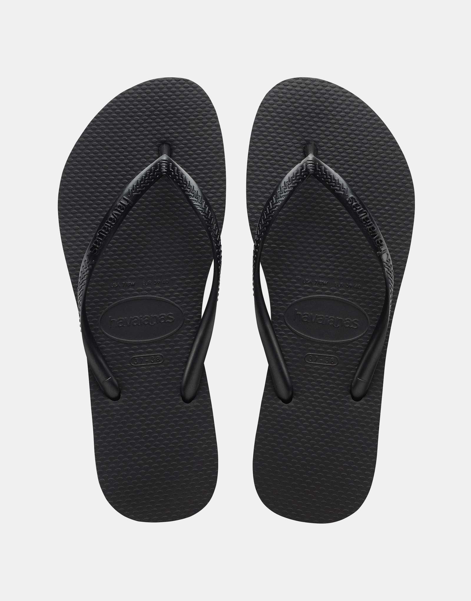 Тонкие шлепанцы Havaianas черного цвета