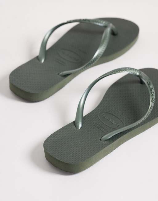 Havaianas slim flip flops in green olive, 4 of 4