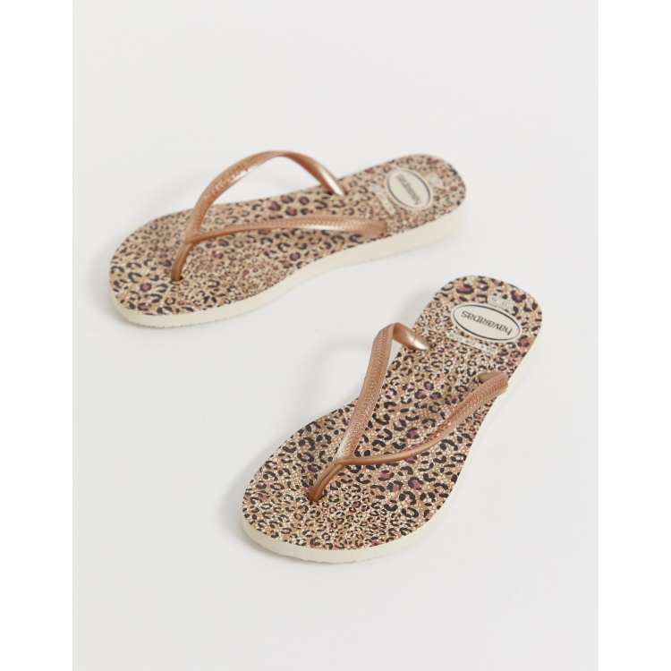 Havaianas slim flip flops in leopard print ASOS