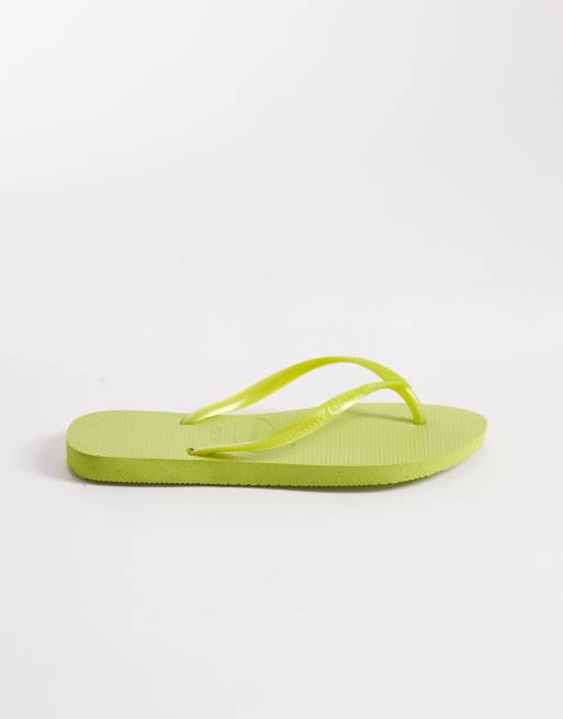 Havaianas slim flip flops in lime, 3 of 4