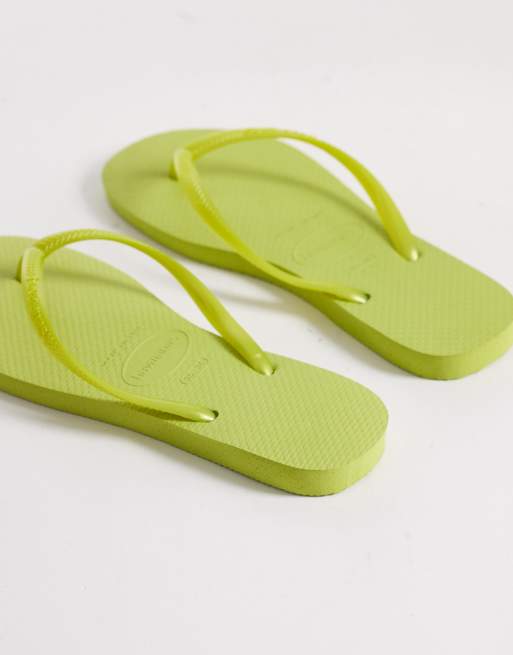 Havaianas slim flip flops in lime, 4 of 4