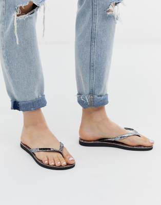 havaianas grey slim glitter sandals