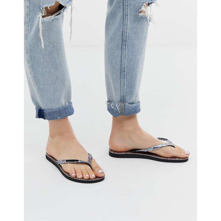 Black Slim Carnaval Flip Flops