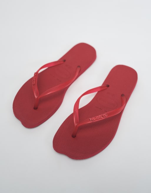 Havaianas slim flip flops in red, 2 of 7