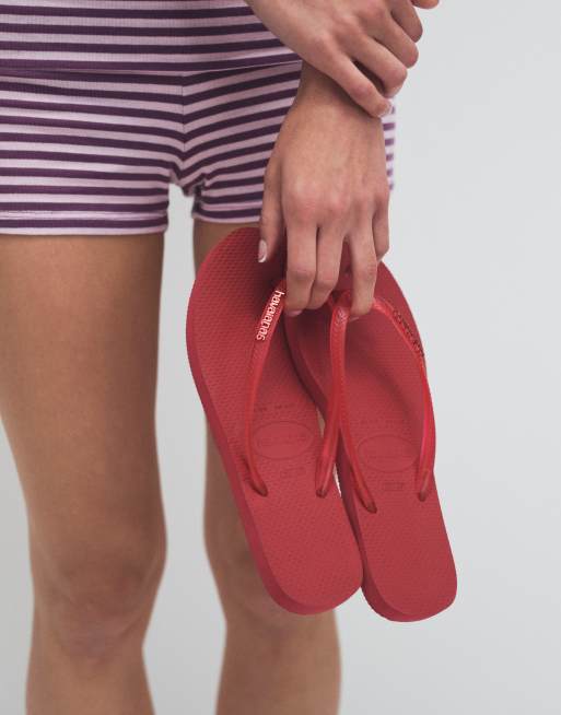 Havaianas slim flip flops in red, 3 of 7