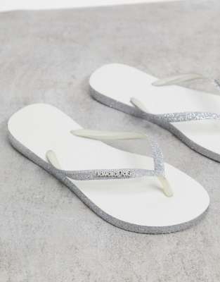 silver sequin flip flops