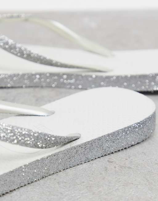 Silver sparkle flip discount flops