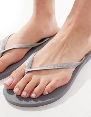 Shop Havaianas Slim Flip Flops In Gray