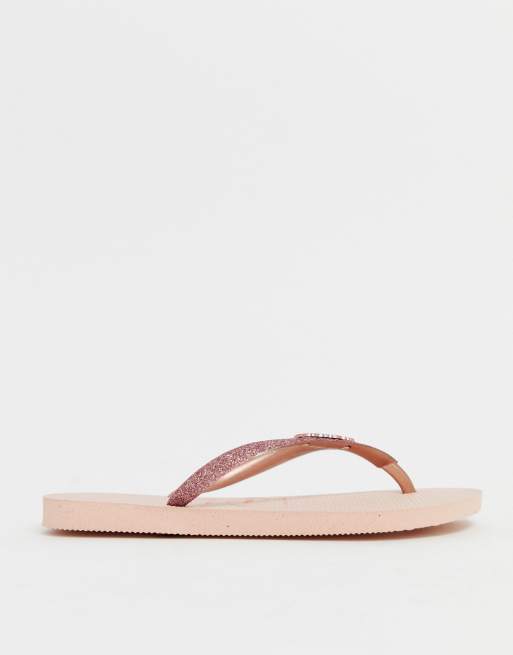 Havaianas Slim glitter flip flops in ballet rose, 2 of 4