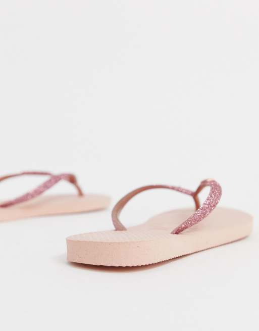 Havaianas Slim glitter flip flops in ballet rose, 3 of 4